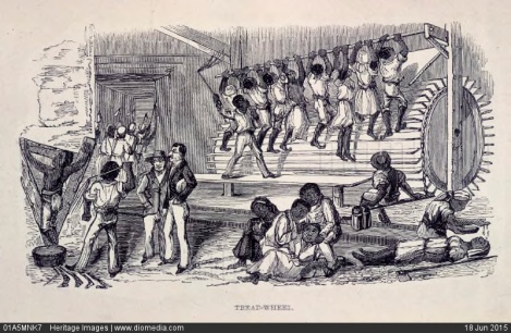 01A5MNK7; 'Tread-Wheel'; slaves on a treadmill, Jamaica, 1843. Artist: Unknown